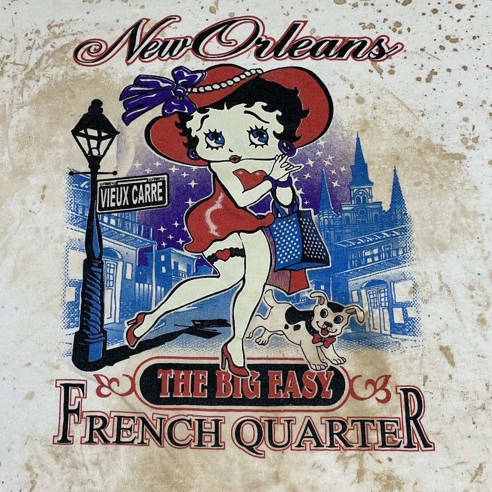 Vintage Betty Boop XL Tshirt New Orleans French Quarter Y2K **worn In A Mud Ride